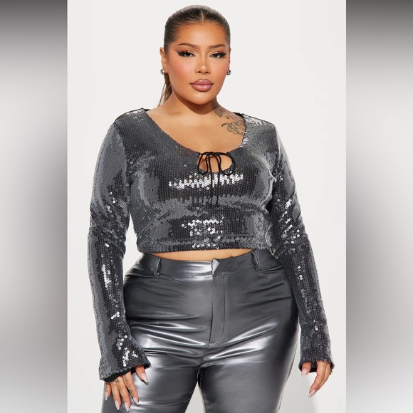 NWT❗️❕❗️Black Sequin Top - Sz XL-XXL NWT 🪩🖤 - Picture 6 of 7